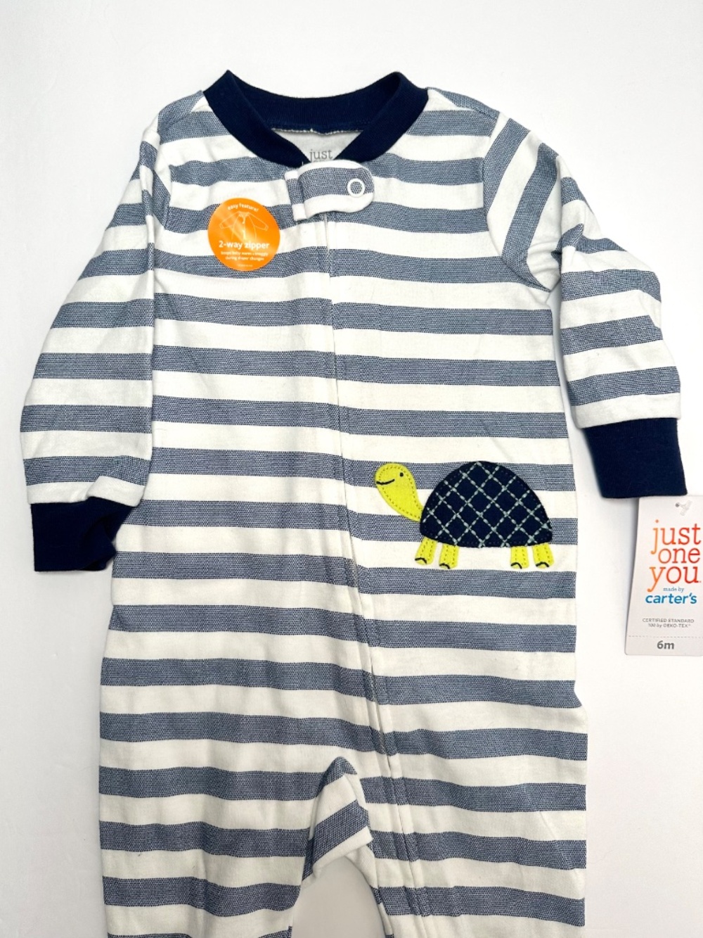 Carter’s Baby Sleeper 6M NWT Striped Turtle Footed Pajamas 2 Way Zipper - Picture 3 of 8